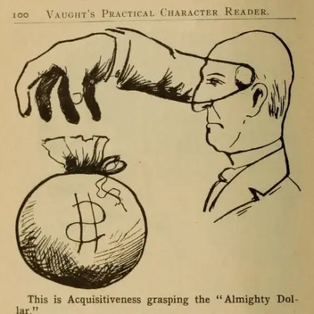 Line drawing of a man hand above head reaching for a bag of money